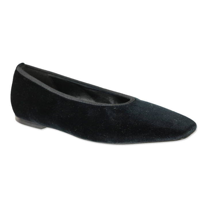 Toteme Minimalist Black Velvet Ballerinas Flat