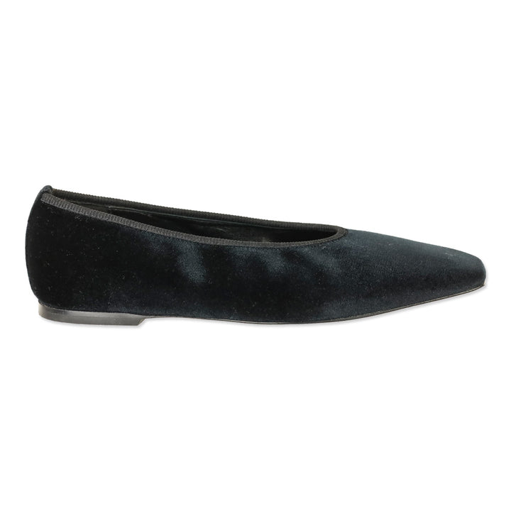 Toteme Minimalist Black Velvet Ballerinas Flat
