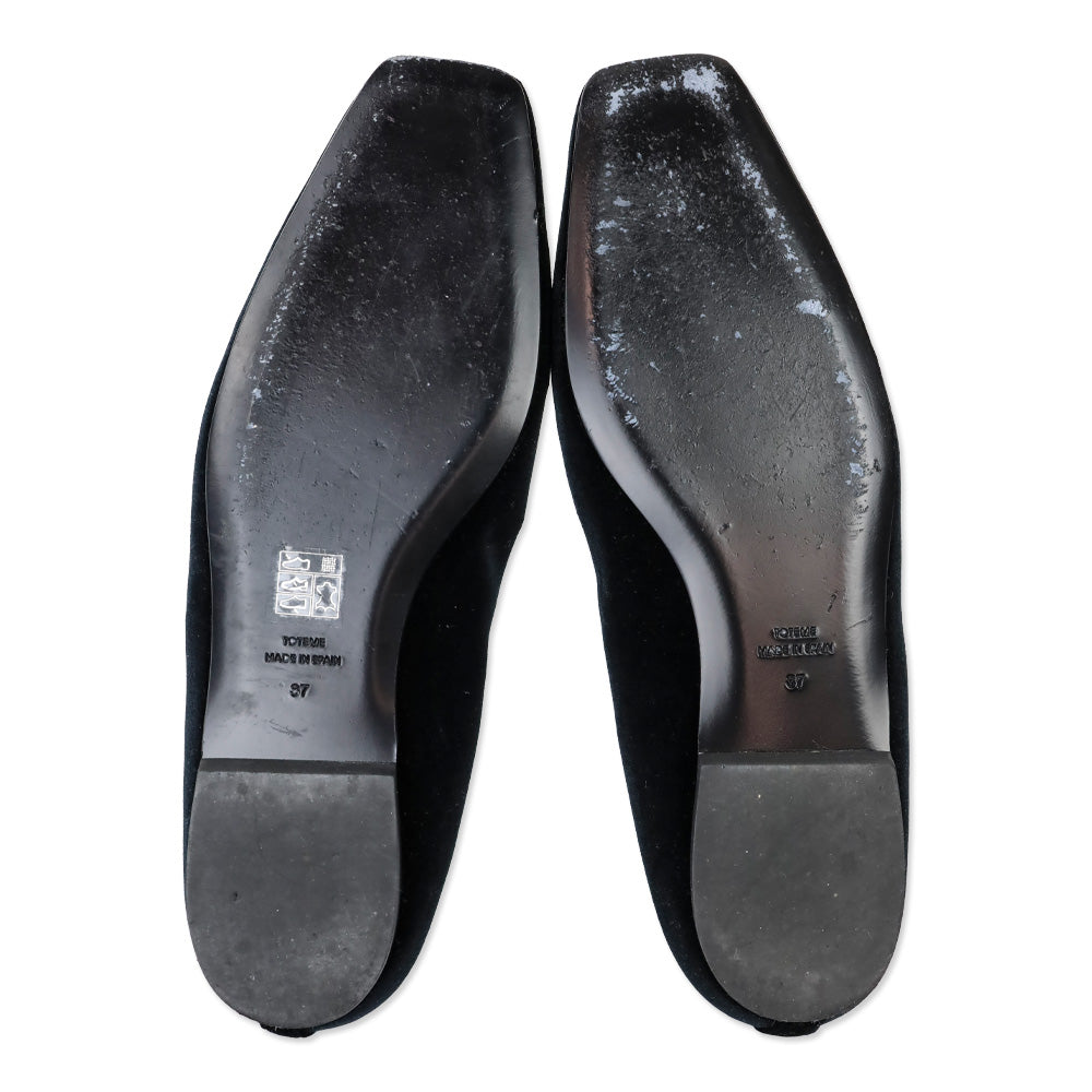 Toteme Minimalist Black Velvet Ballerinas Flat
