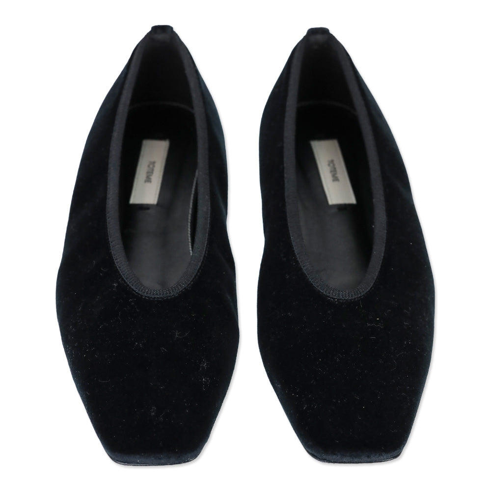 Toteme Minimalist Black Velvet Ballerinas Flat