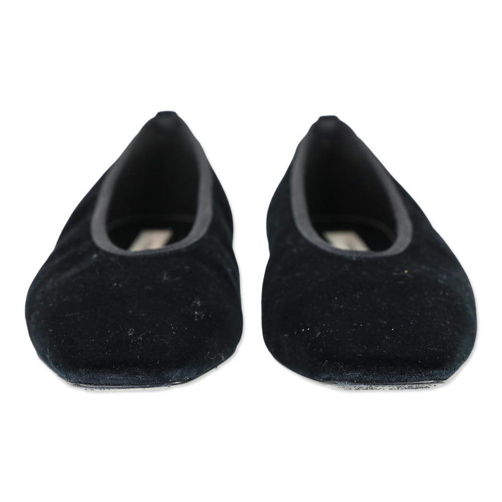 Toteme Minimalist Black Velvet Ballerinas Flat