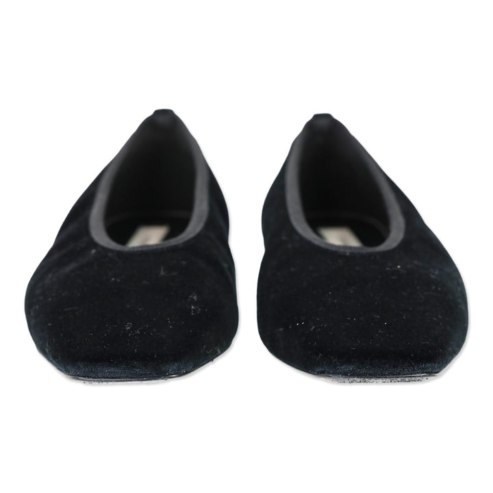 Toteme Minimalist Black Velvet Ballerinas Flat