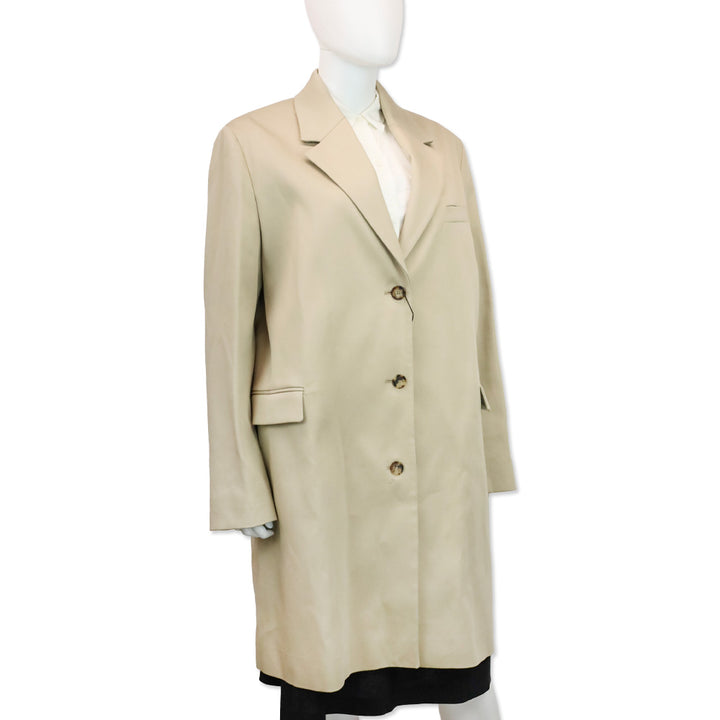 Toteme Overcast Beige Tailored Cotton Gabardine Coat