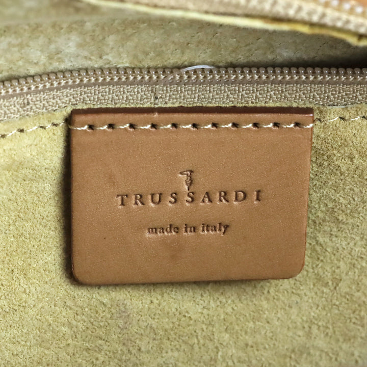 Trussardi Brown Woven Wicker Leather Trim Hobo Bag