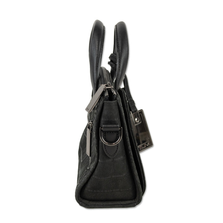 Tumi Black Croc Embossed Suede Mini Tote