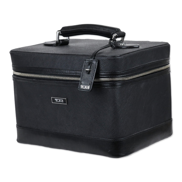 Tumi Black Leather Travel Train Case