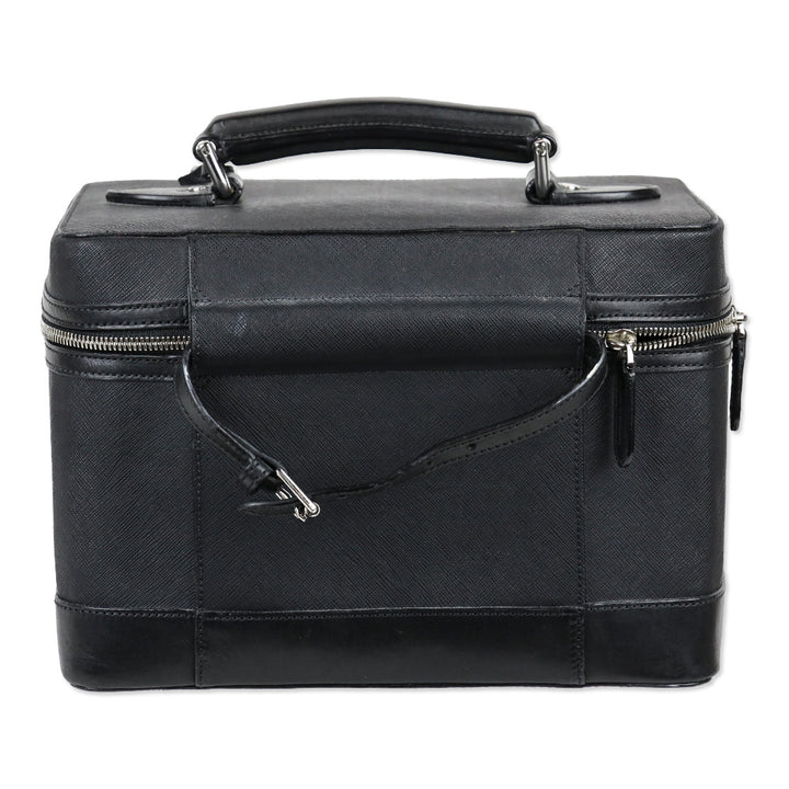 Tumi Black Leather Travel Train Case