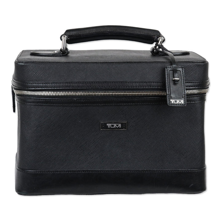 Tumi Black Leather Travel Train Case