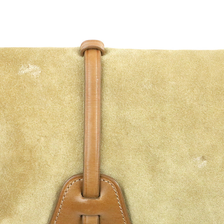 Tumi Tan Suede Leather Detail Foldover Clutch