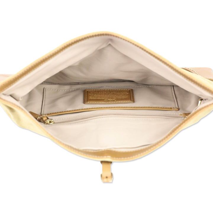 Tumi Tan Suede Leather Detail Foldover Clutch