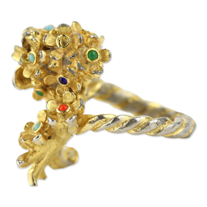 Two-Tone Multi Stone Bouquet Wrap Ring