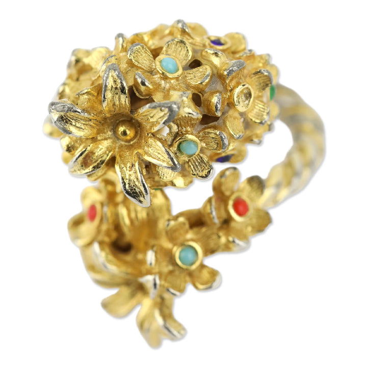 Two-Tone Multi Stone Bouquet Wrap Ring