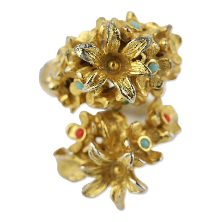 Two-Tone Multi Stone Bouquet Wrap Ring