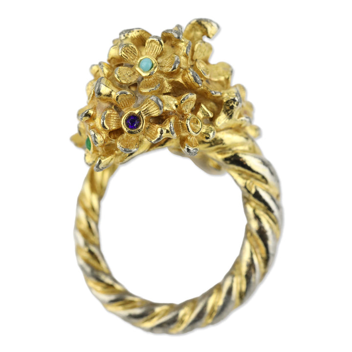 Two-Tone Multi Stone Bouquet Wrap Ring