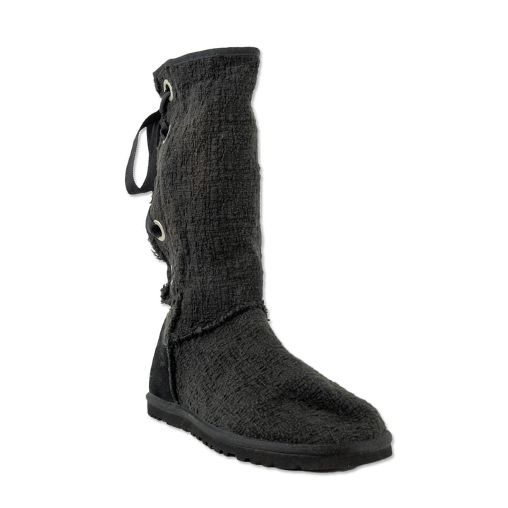 UGG Black Heirloom Ribbon Lace-Up Boots