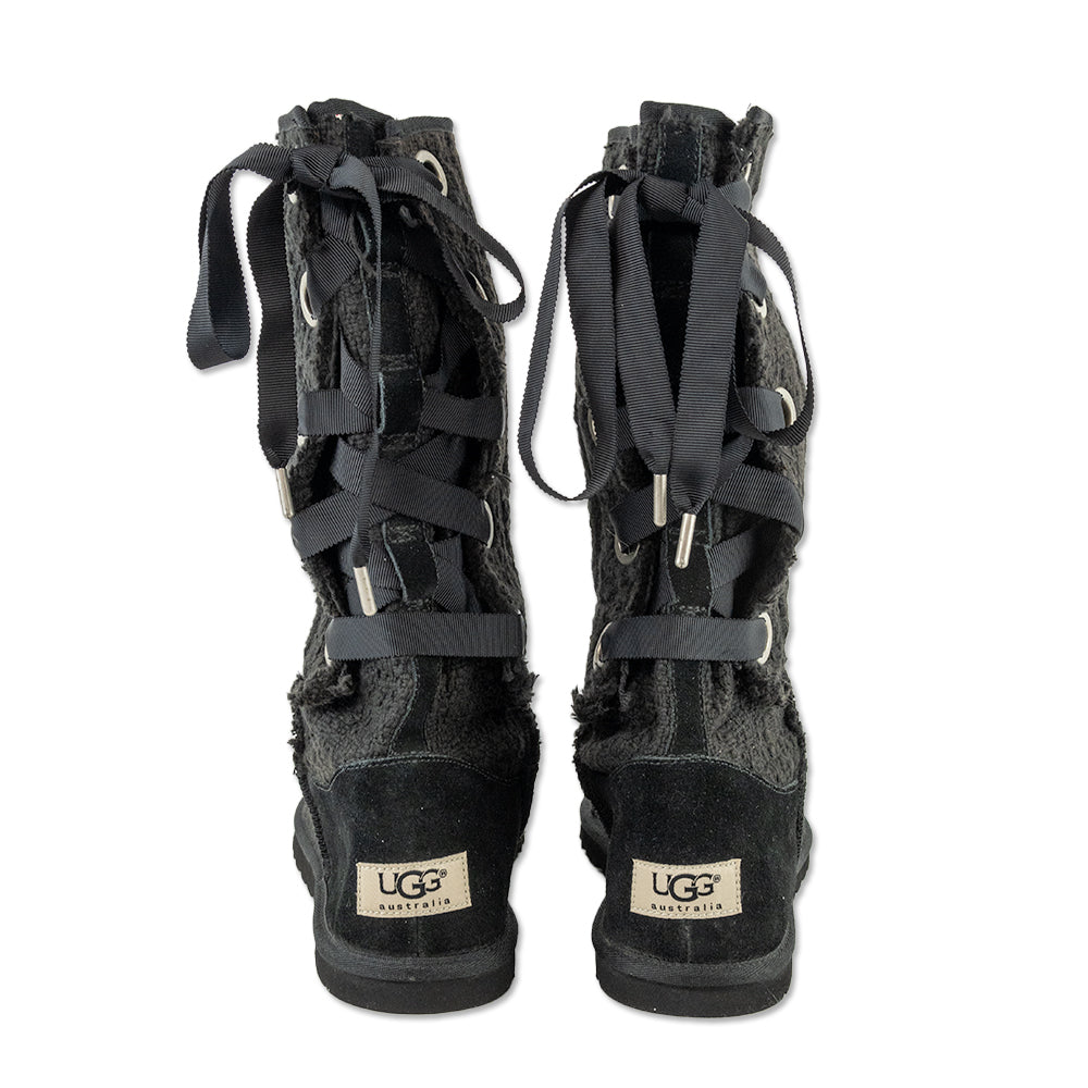 UGG Black Heirloom Ribbon Lace-Up Boots