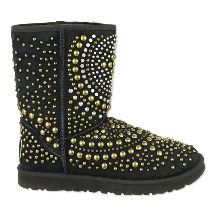 UGG x Jimmy Choo Mandah Black Suede Shearling Studded Tall Boots