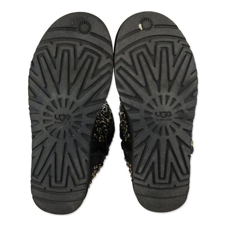 UGG x Jimmy Choo Mandah Black Suede Shearling Studded Tall Boots