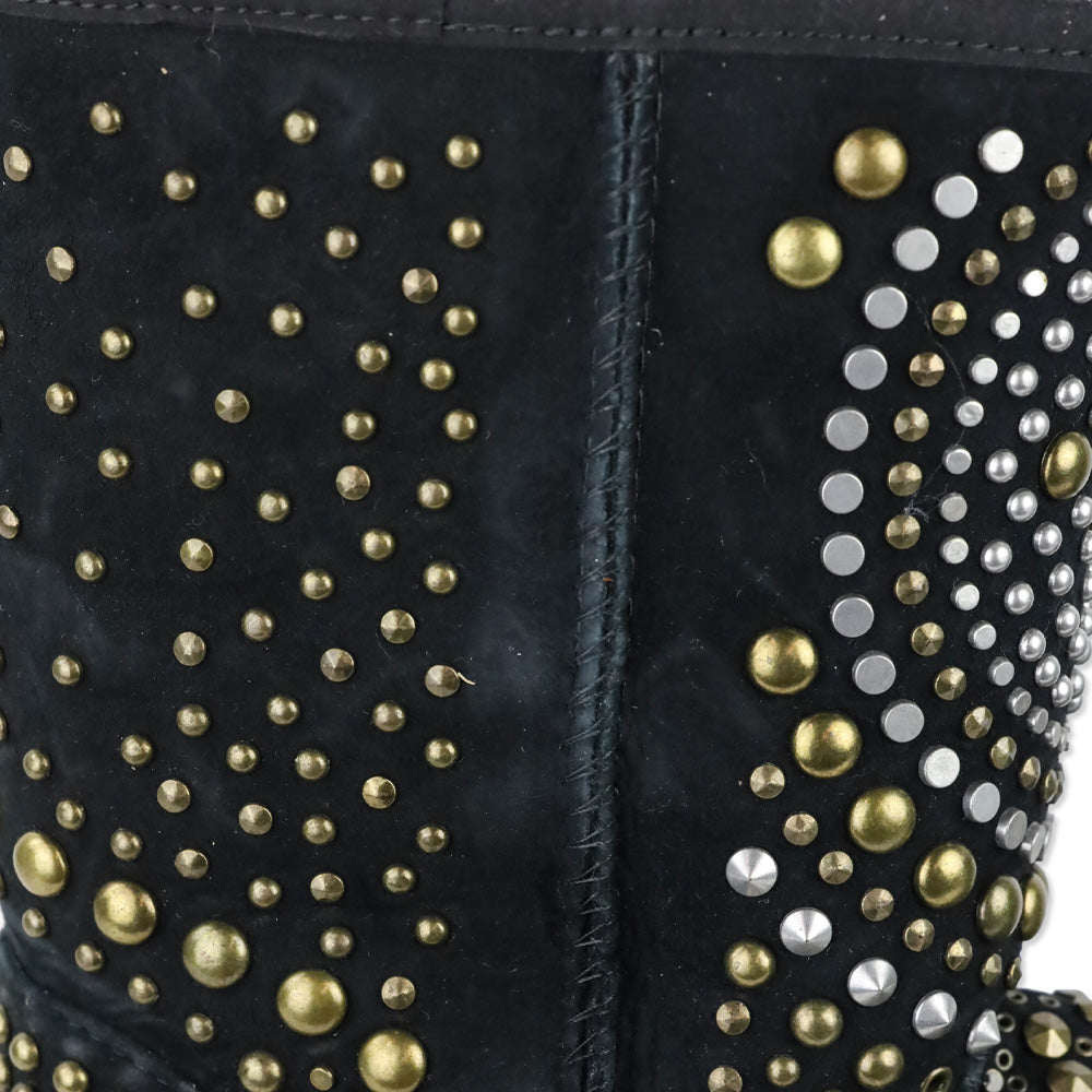 UGG x Jimmy Choo Mandah Black Suede Shearling Studded Tall Boots