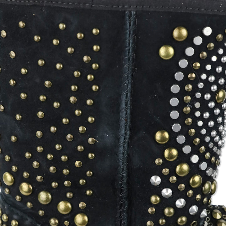 UGG x Jimmy Choo Mandah Black Suede Shearling Studded Tall Boots