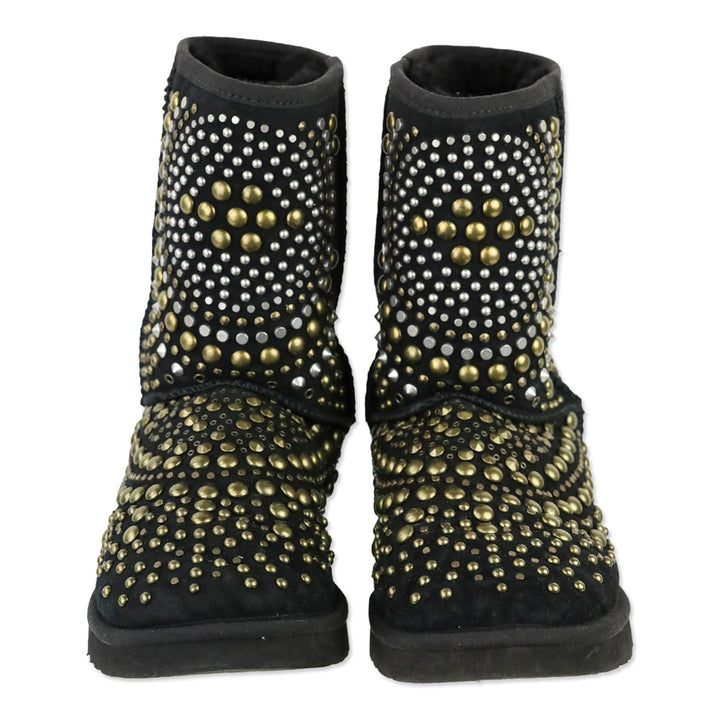UGG x Jimmy Choo Mandah Black Suede Shearling Studded Tall Boots