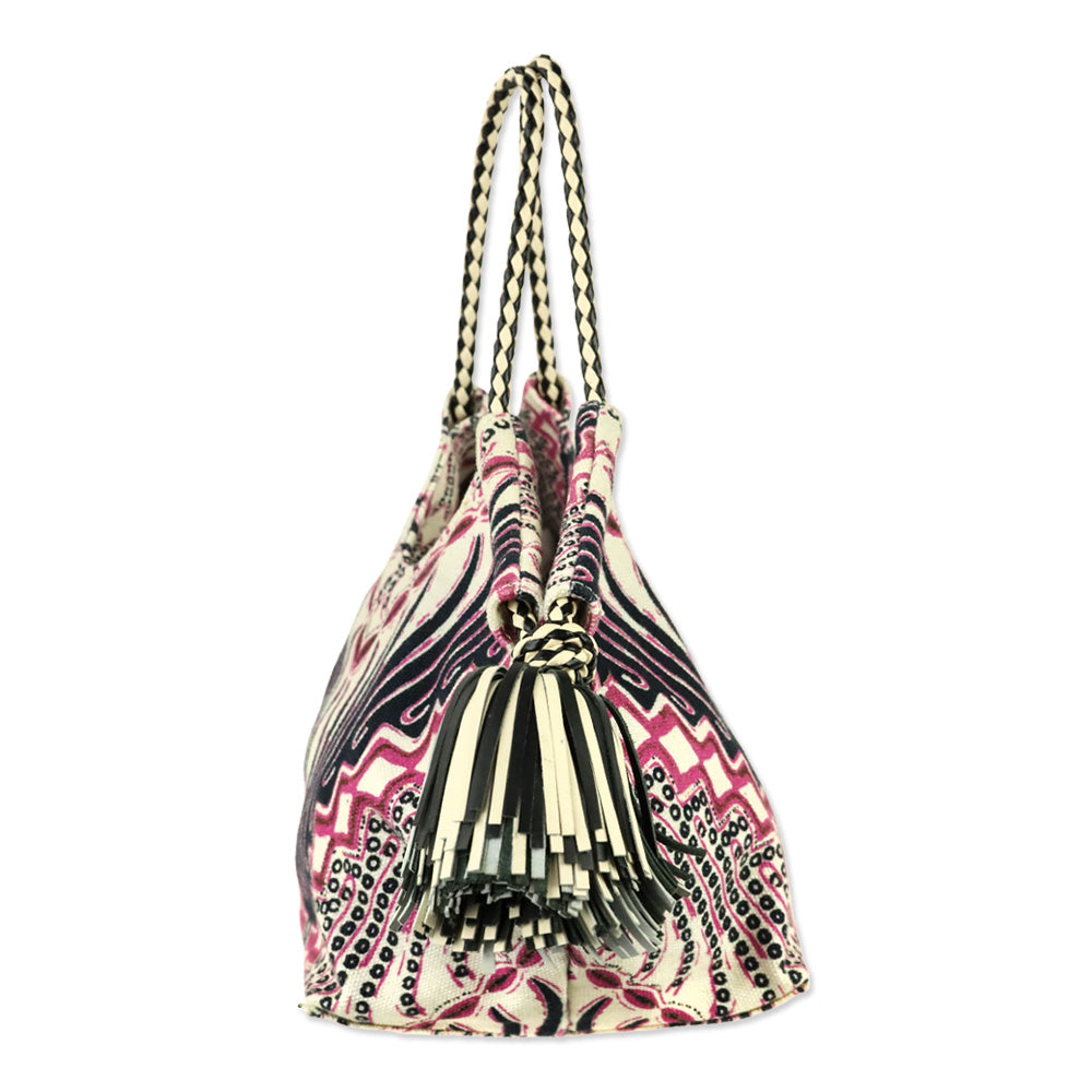 Ulla Johnson Fuchsia Batik Print Canvas Lali Mini Tote