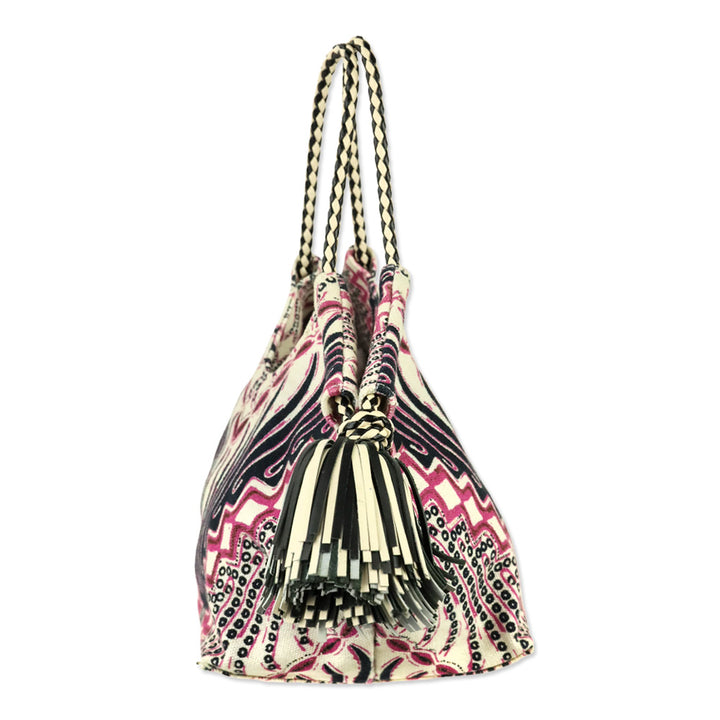 Ulla Johnson Fuchsia Batik Print Canvas Lali Mini Tote