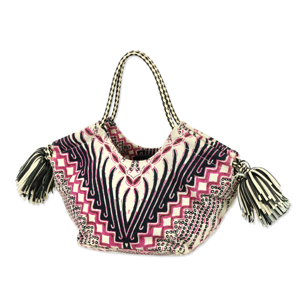 Ulla Johnson Fuchsia Batik Print Canvas Lali Mini Tote