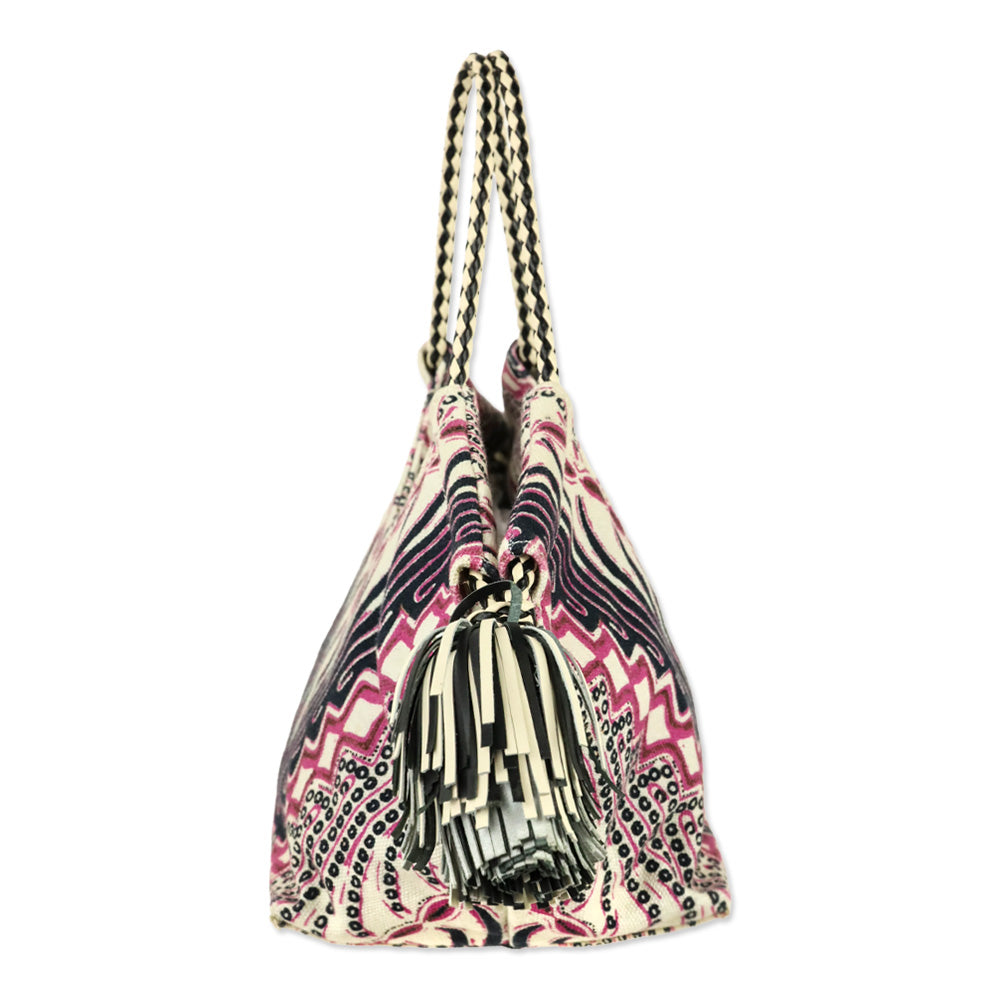 Ulla Johnson Fuchsia Batik Print Canvas Lali Mini Tote