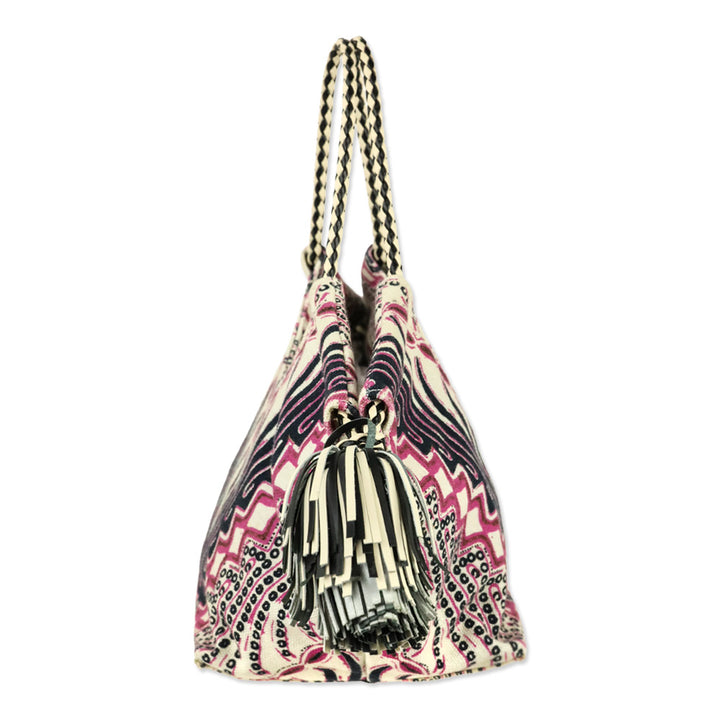 Ulla Johnson Fuchsia Batik Print Canvas Lali Mini Tote