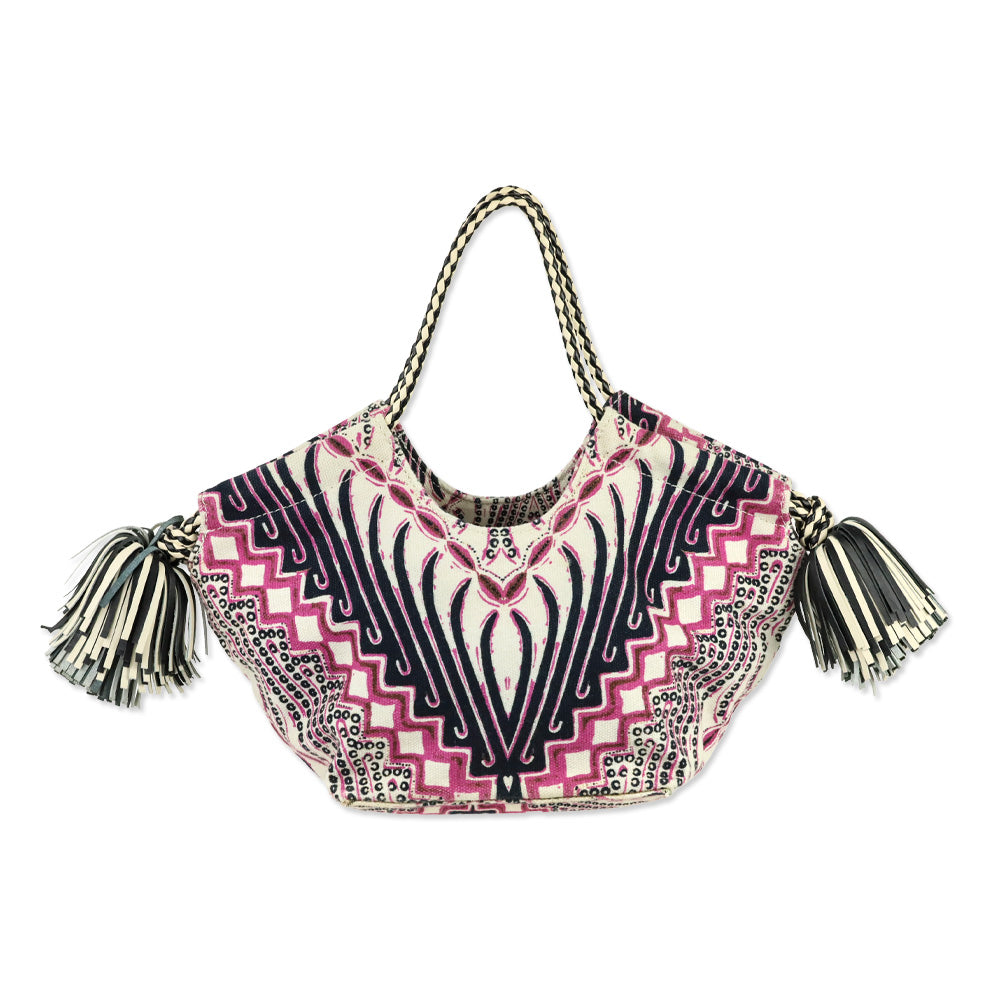Ulla Johnson Fuchsia Batik Print Canvas Lali Mini Tote