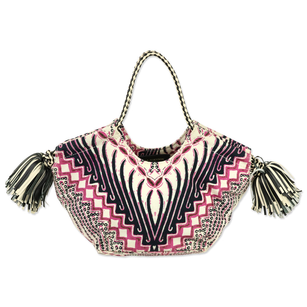 Ulla Johnson Fuchsia Batik Print Canvas Lali Mini Tote