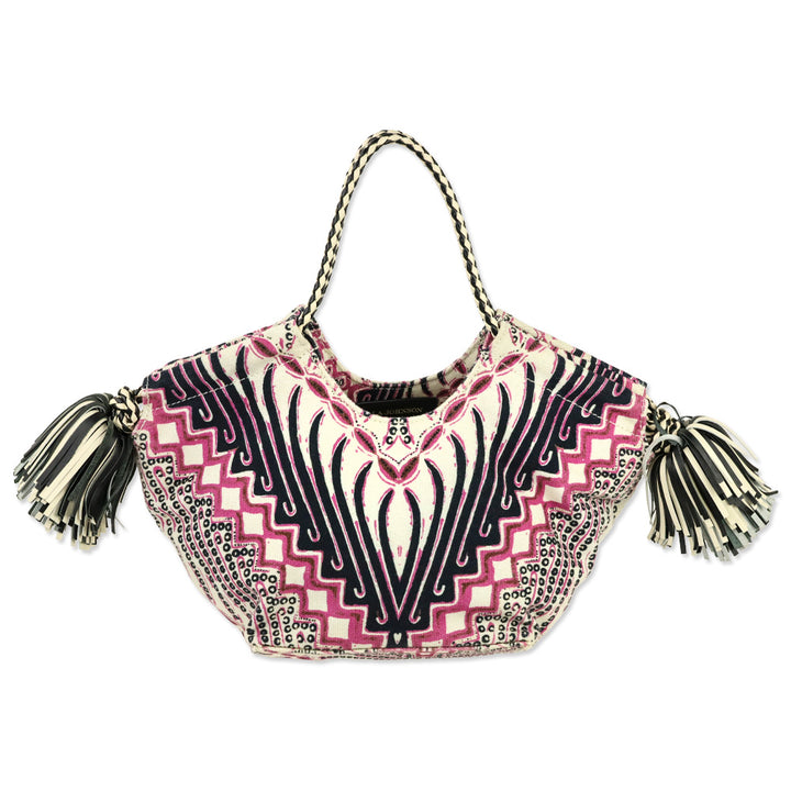 Ulla Johnson Fuchsia Batik Print Canvas Lali Mini Tote