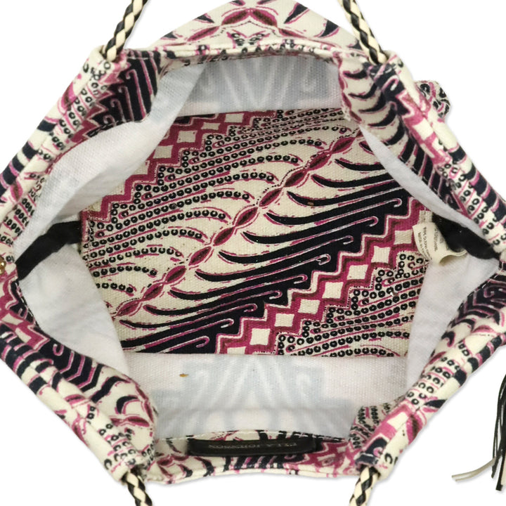 Ulla Johnson Fuchsia Batik Print Canvas Lali Mini Tote