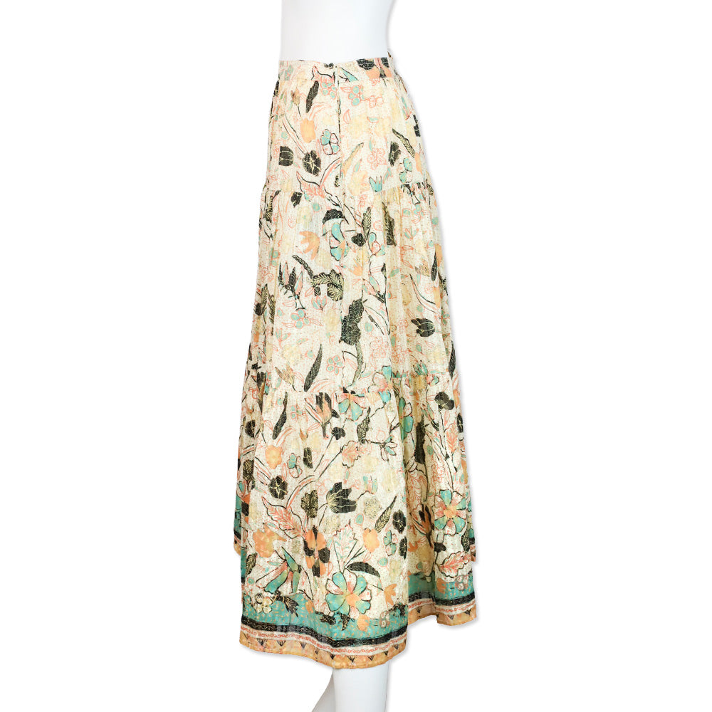 Ulla Johnson Pearl Floral Cambrie Tiered Midi Skirt
