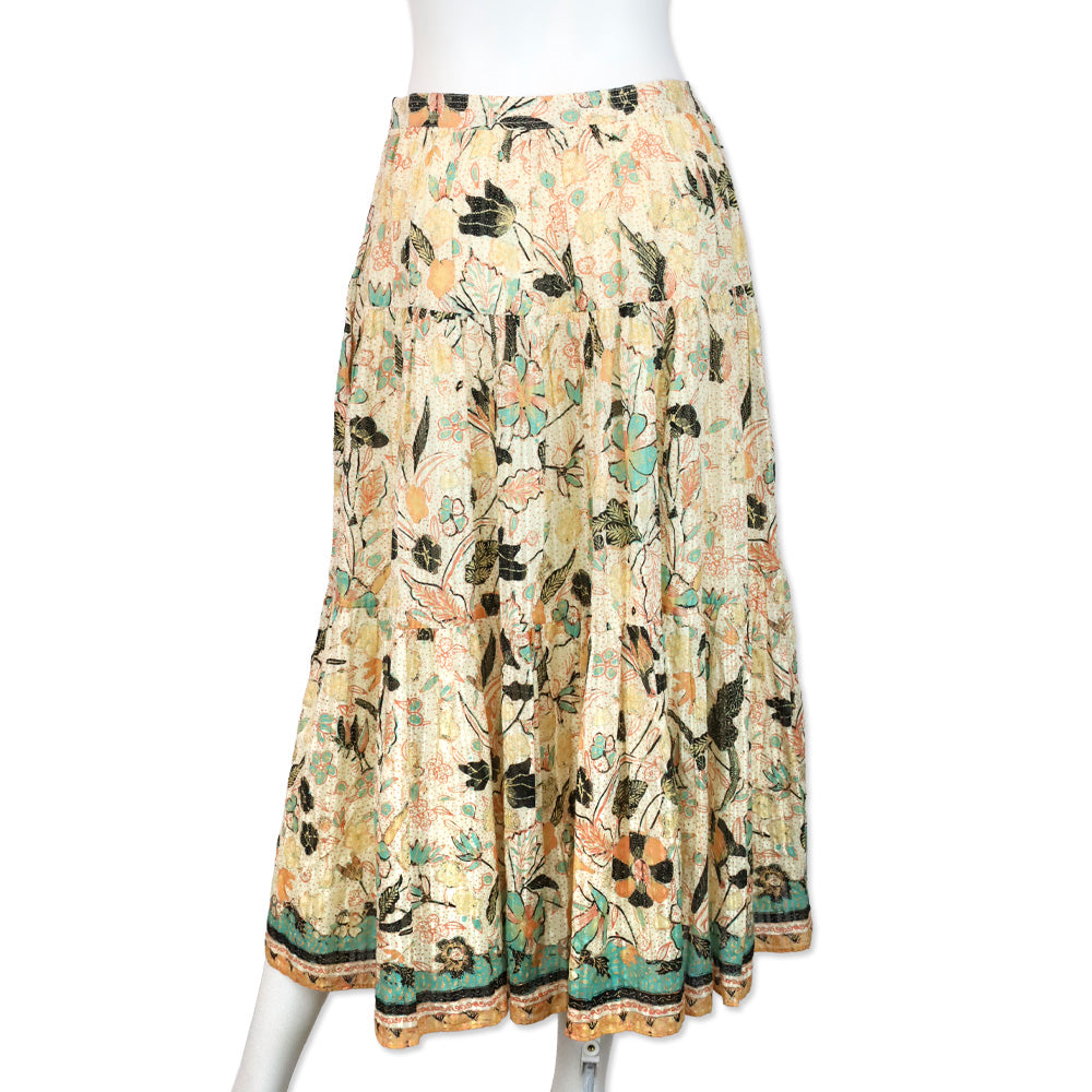 Ulla Johnson Pearl Floral Cambrie Tiered Midi Skirt