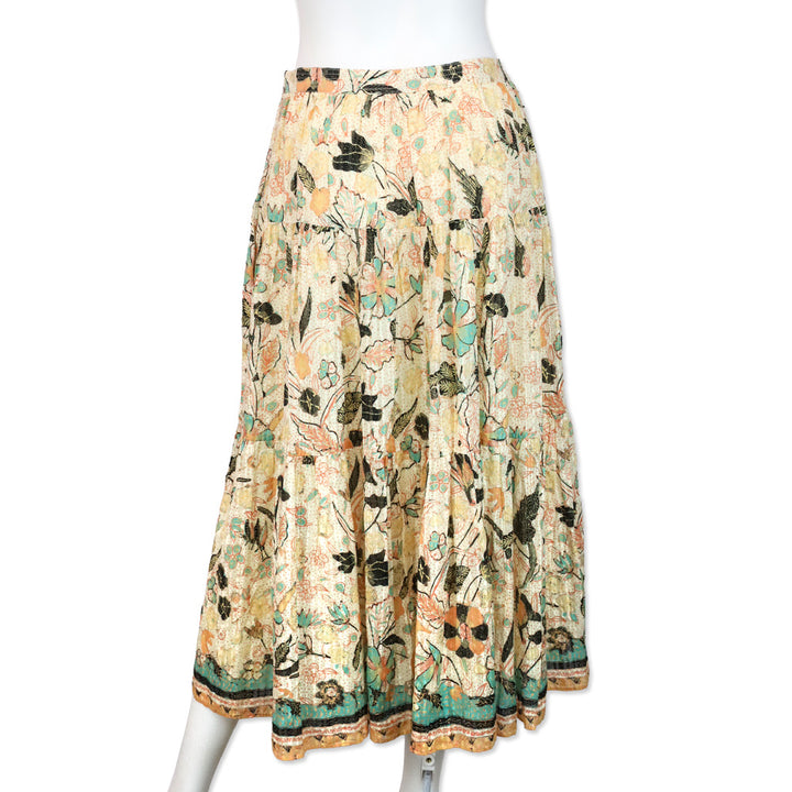 Ulla Johnson Pearl Floral Cambrie Tiered Midi Skirt