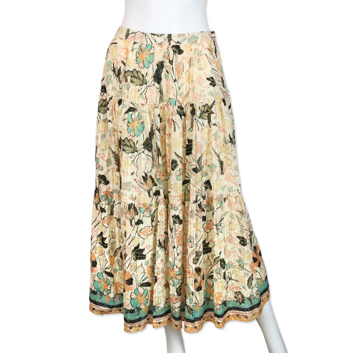 Ulla Johnson Pearl Floral Cambrie Tiered Midi Skirt