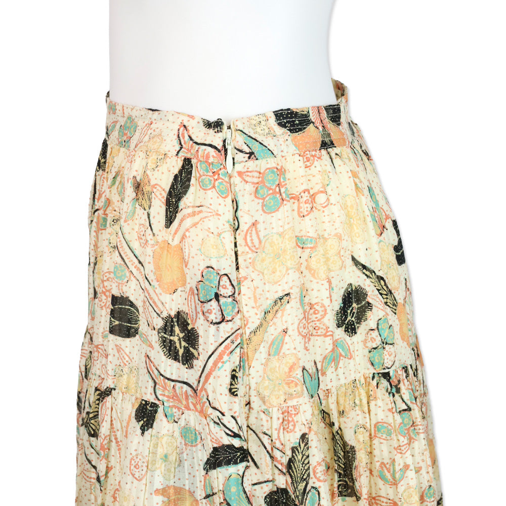 Ulla Johnson Pearl Floral Cambrie Tiered Midi Skirt