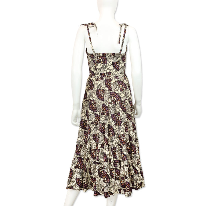 Ulla Johnson Purple/Cream Ellyn Tiered Midi Dress