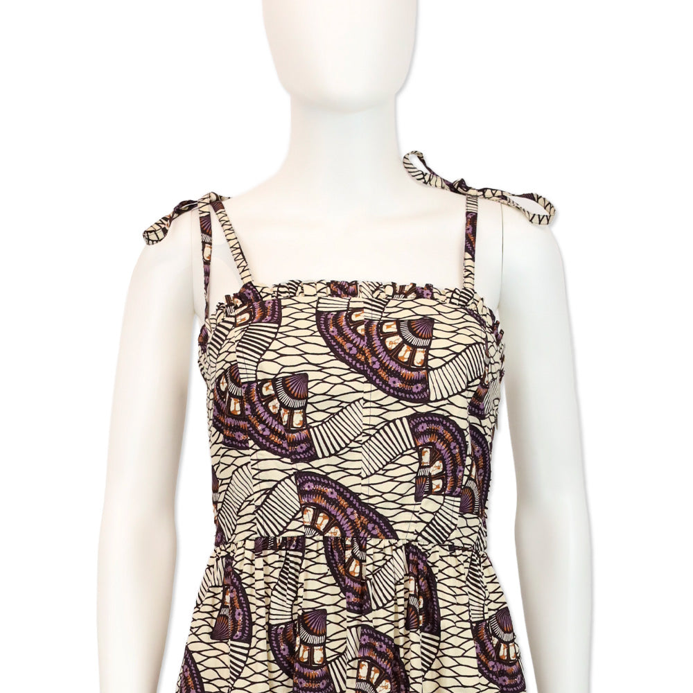 Ulla Johnson Purple/Cream Ellyn Tiered Midi Dress