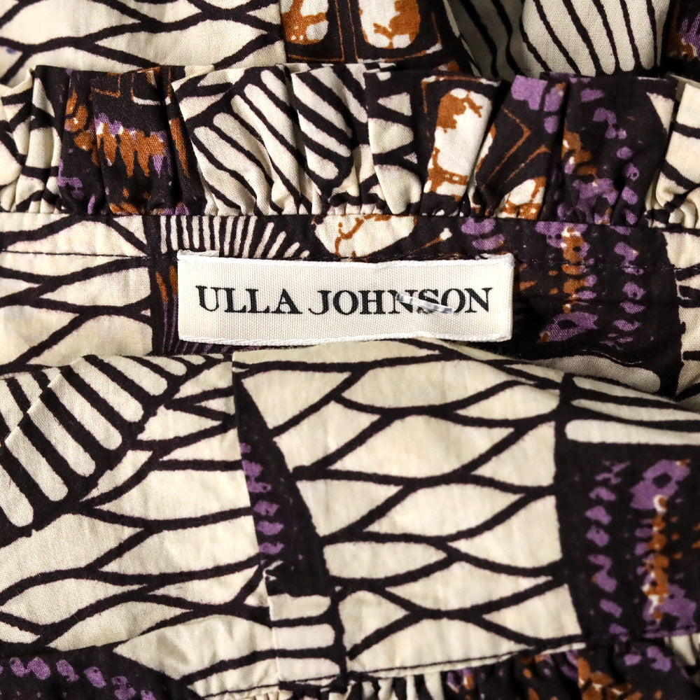 Ulla Johnson Purple/Cream Ellyn Tiered Midi Dress