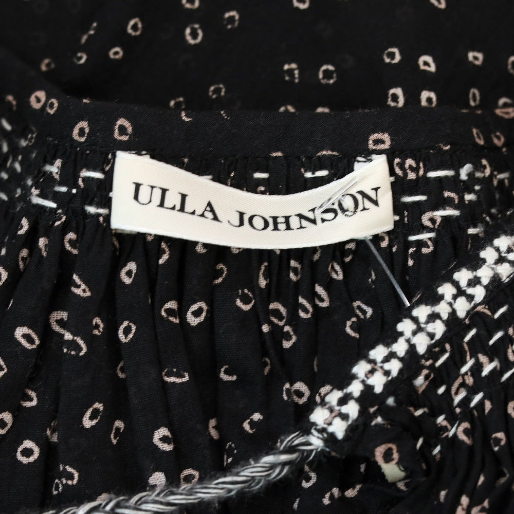 Ulla Johnson Ritsa Black Embroidered Cotton Tassel Blouse