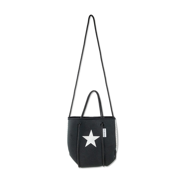 Ahdorned Black Neoprene Crossbody Bag with White Star