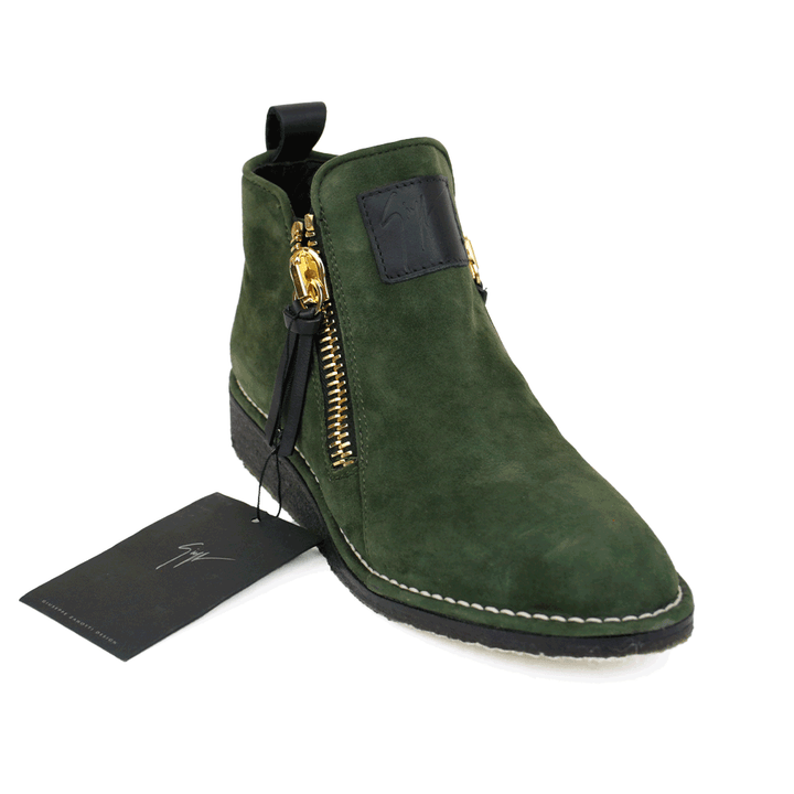 Giuseppe Zanotti Green Suede Ankle Boots