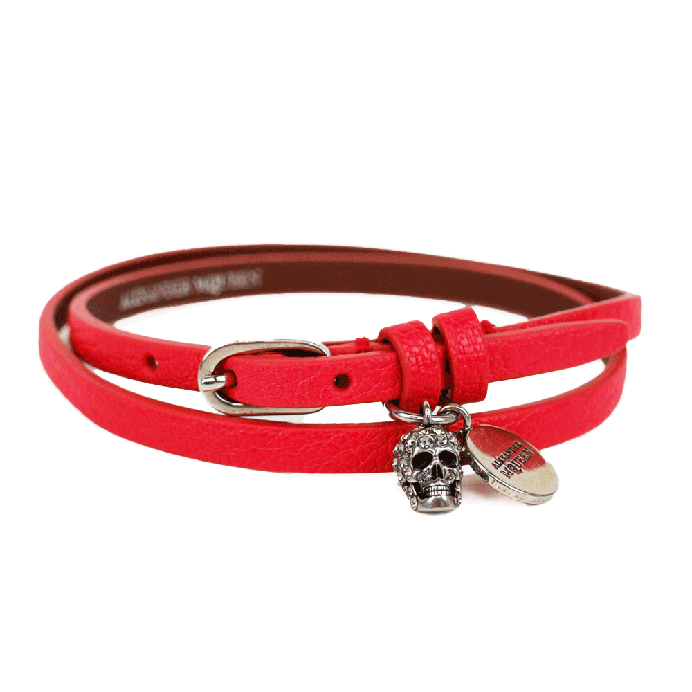 Alexander McQueen Pink Leather Double Wrap Bracelet