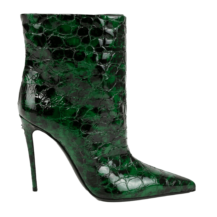 side view of Dolce & Gabbana 120mm Green Crocodile-Effect Pointed Toe Boots