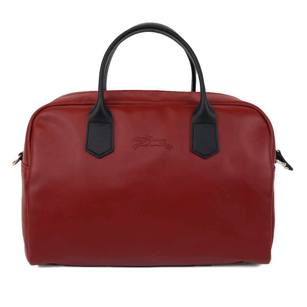 Longchamp Burgundy Leather Top Handle Bag