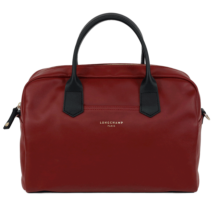Longchamp Burgundy Leather Top Handle Bag