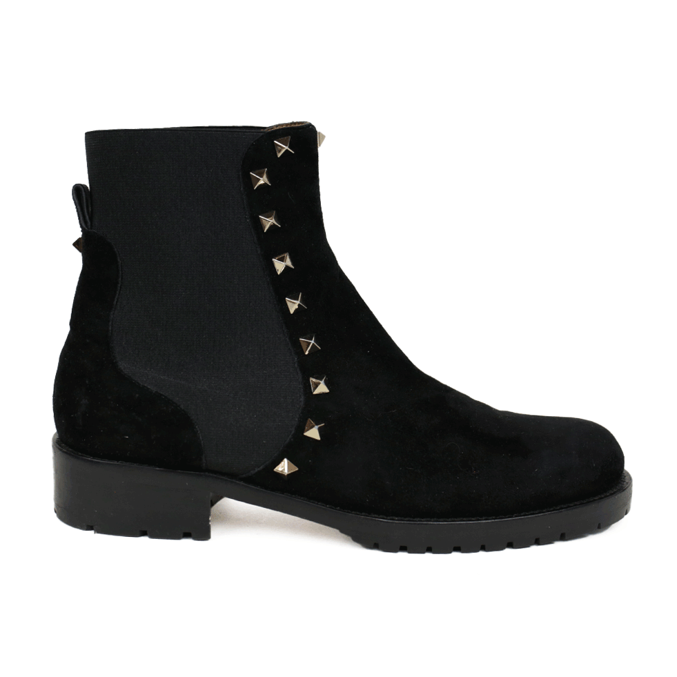Valentino Black Suede Rockstud Chelsea Boots